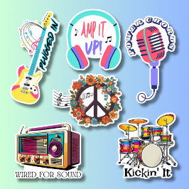 Retro Music Collection Waterproof Aufkleber