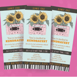 Retro Music Festival Dance Party Ticket Zum Geburt