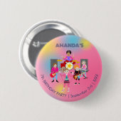 Retro Music Girls Band Birthday Party Button (Vorne & Hinten)