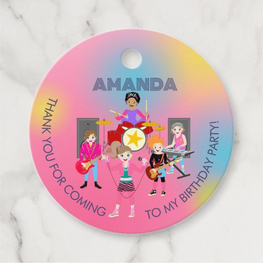 Retro Music Girls Band Birthday Party Geschenkanhänger (Vorderseite)