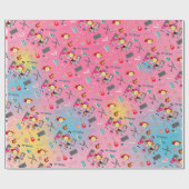 Retro Music Girls Band Birthday Party Geschenkpapier (Flach)