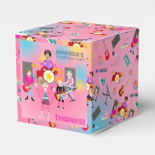 Retro Music Girls Band Birthday Party Geschenkschachtel (Vorderseite)