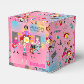 Retro Music Girls Band Birthday Party Geschenkschachtel (Rückseite)