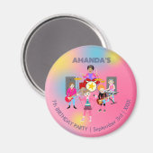 Retro Music Girls Band Birthday Party Magnet (Vorderseite/Rückseite)
