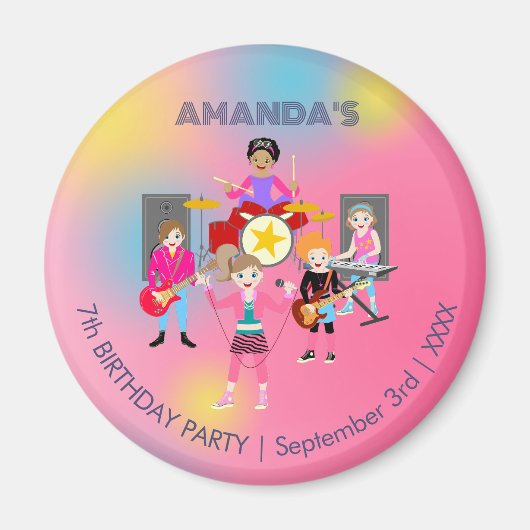 Retro Music Girls Band Birthday Party Magnet (Vorne)