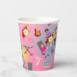 Retro Music Girls Band Birthday Party Pappbecher