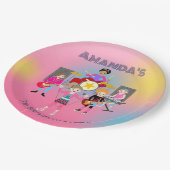 Retro Music Girls Band Birthday Party Pappteller (Schrägansicht)