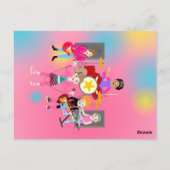 Retro Music Girls Band Birthday Party Postkarte (Rückseite)