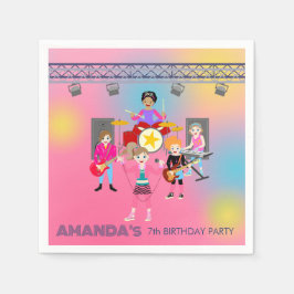 Retro Music Girls Band Birthday Party Serviette