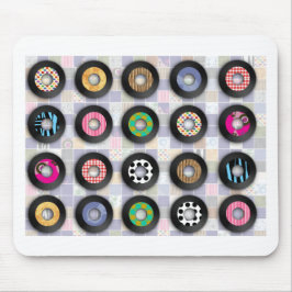 Retro Music Illustriert Vinyl Platten Muster Kunst Mousepad