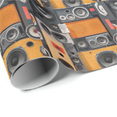 Retro Music Lautsprecher Wall Design Geschenkpapier (Rolleneckpunkt)