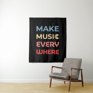 Retro Music Lover Geschenk - Musik überall machen Wandteppich