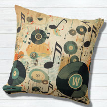 Retro Music Lover's Vinyl Musiknotens Monogram