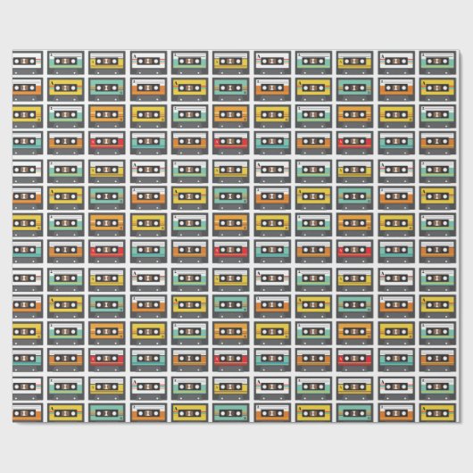 Retro Music Mix Cassette Tape Old School Geschenkpapier (Flach)