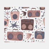 Retro Music Nahtlos Vintages Muster. Fleecedecke (Vorderseite (Horizontal))