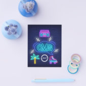 Retro Music Neon signiert Graduierungsparty Einlad Flyer (Einzeln)