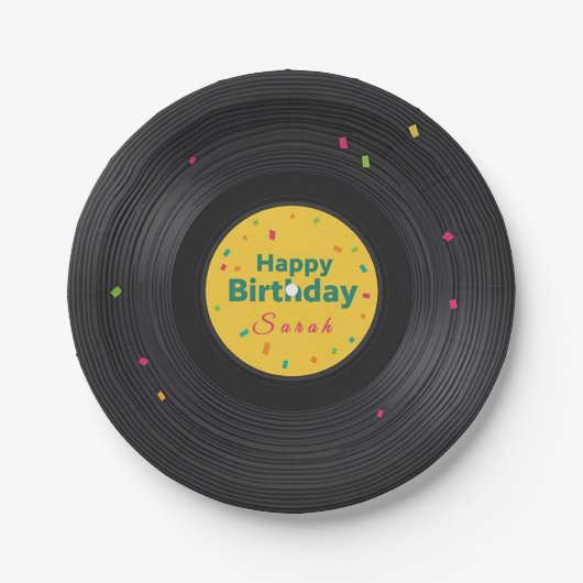 Retro Music Party Pappteller (Vorderseite)