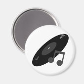 Retro Music Record & Note Black Magnet (Vorderseite/Rückseite)