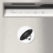 Retro Music Record & Note Black Magnet (In Situ (Geschirrspüler))