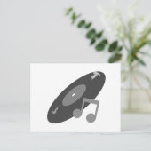 Retro Music Record & Note Grau Postkarte (Stehend Vorderseite)