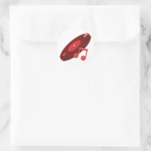 Retro Music Record & Note Red Runder Aufkleber (Tasche)