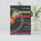 Retro Music Record Vinyl Einladung (Stehend Vorderseite)