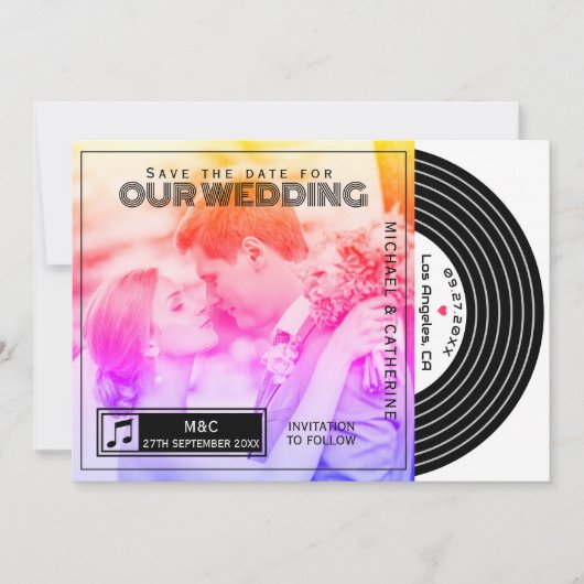 Retro Music Vinyl Record Cover Save the Date (Vorderseite)