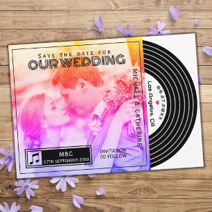 Retro Music Vinyl Record Cover Save the Date