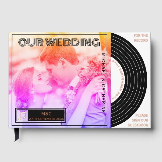 Retro Music Vinyl Record Cover Wedding Gästebuch (Vorderseite)