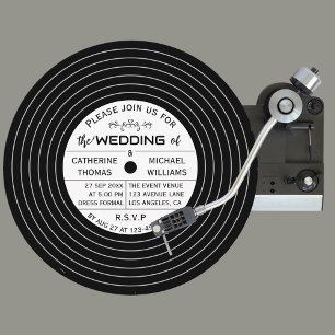 Retro Music Vinyl Record Einzigartige Hochzeit Einladung