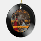 Retro Music Vinyl Record Foto Hochzeit Keramik Ornament (Links)
