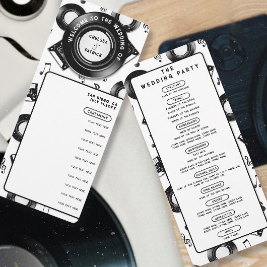Retro Music Vinyl Wedding Zeremony Party Program