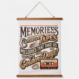 Retro Music Wall Tapestry - Vintages Kassettenband Wandteppich Mit Holzrahmen