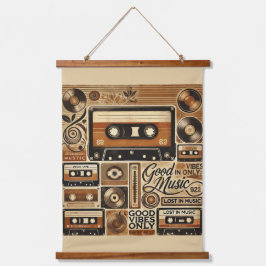 Retro Music Wall Tapestry - Vintages Kassettenband Wandteppich Mit Holzrahmen