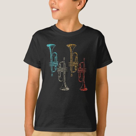 Retro Musical Wind Instrument Trumpet Player T-Shirt (Vorderseite)