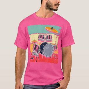 Retro Musician Drummer Music Lover Drum Set Drums T-Shirt