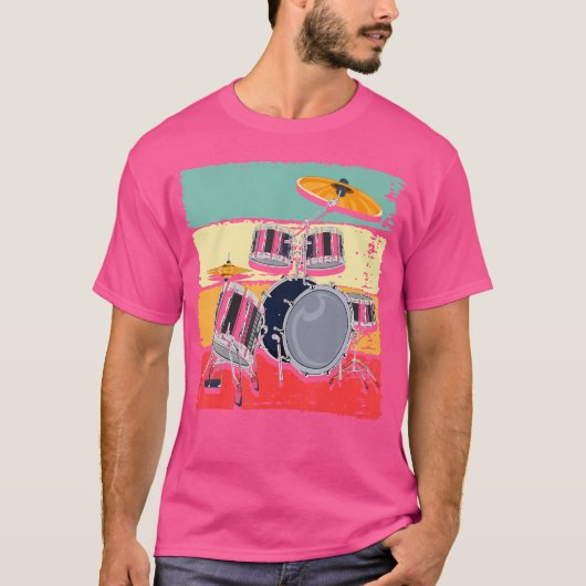 Retro Musician Drummer Music Lover Drum Set Drums T-Shirt (Vorderseite)
