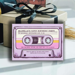 Retro-Musik 80er-Kassette-Mixtape 50. Geburtstag Einladung