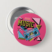 Retro-Musik-Boombox-Design Button (Vorne & Hinten)