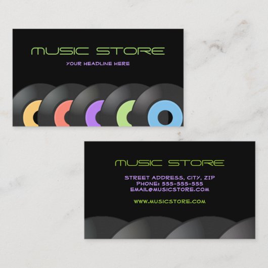 Retro Musik-Geschäfts-VinylVisitenkarte Visitenkarte (Vorne/Hinten)