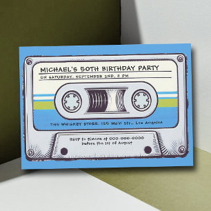 Retro-Musik-Kassette-Mixtape Männer 50. Geburtstag Einladung