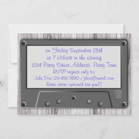 Retro Musik-Kassetten-Band-Disco-Party Einladung (Rückseite)