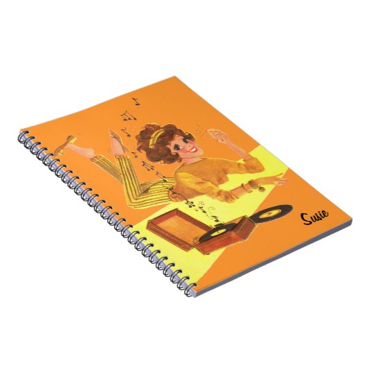 Retro Musik-Mädchen Notizblock (Rechte Seite)