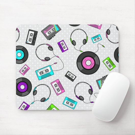 Retro Musik-Muster Mousepad (Mit Mouse)