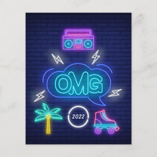 Retro-Musik-Neon-Schilder Abschlussfeier-Einladung Flyer
