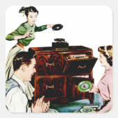 Retro-Musik Quadratischer Aufkleber (Vorderseite)