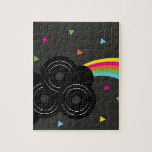 Retro-Musik-Regenbogen 80er-Jahre-Platten Puzzle