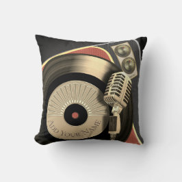 Retro Musik-Vintage Mikrofon-und Vinylaufzeichnung Kissen