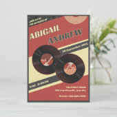 Retro-Musikhochzeit Einladung (Stehend Vorderseite)