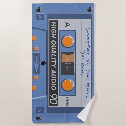 retro Musikkassette des 80ers (mixtape) Strandtuch (Vorderseite)